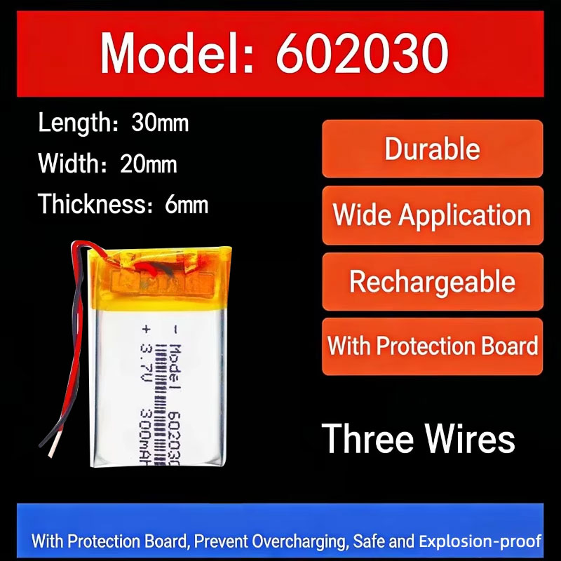 Smartwatches - Batteria al Litio 3.7V 300mAh 602030,