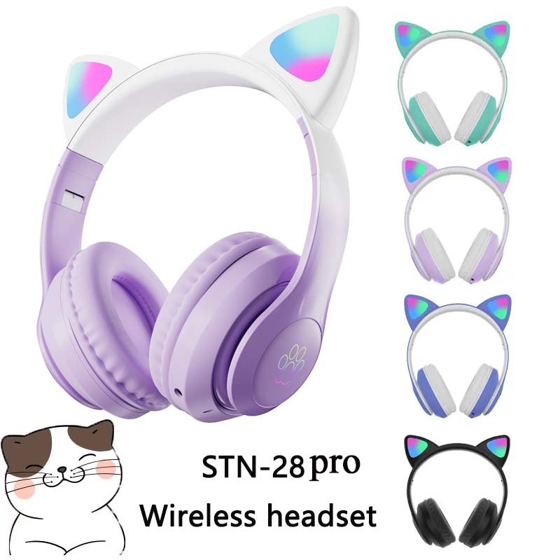 Cat Ear Bluetooth Headset Led - Nuovissime Cuffie Wireless STN-28 con Orecchie