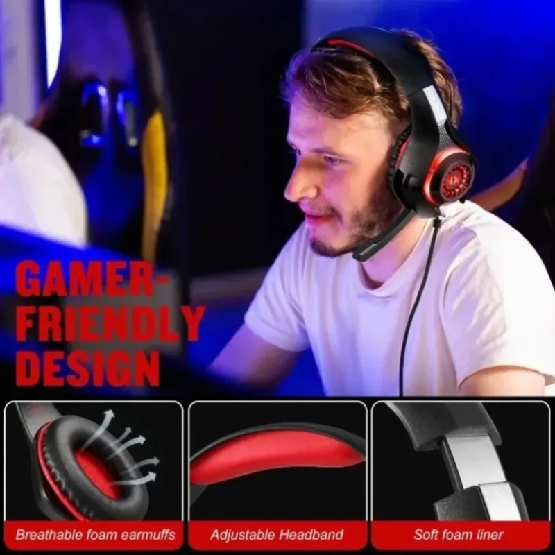 Gaming Headset With Mic Rgb - Cuffie Gaming Cablate Over-Ear con Cancellazione