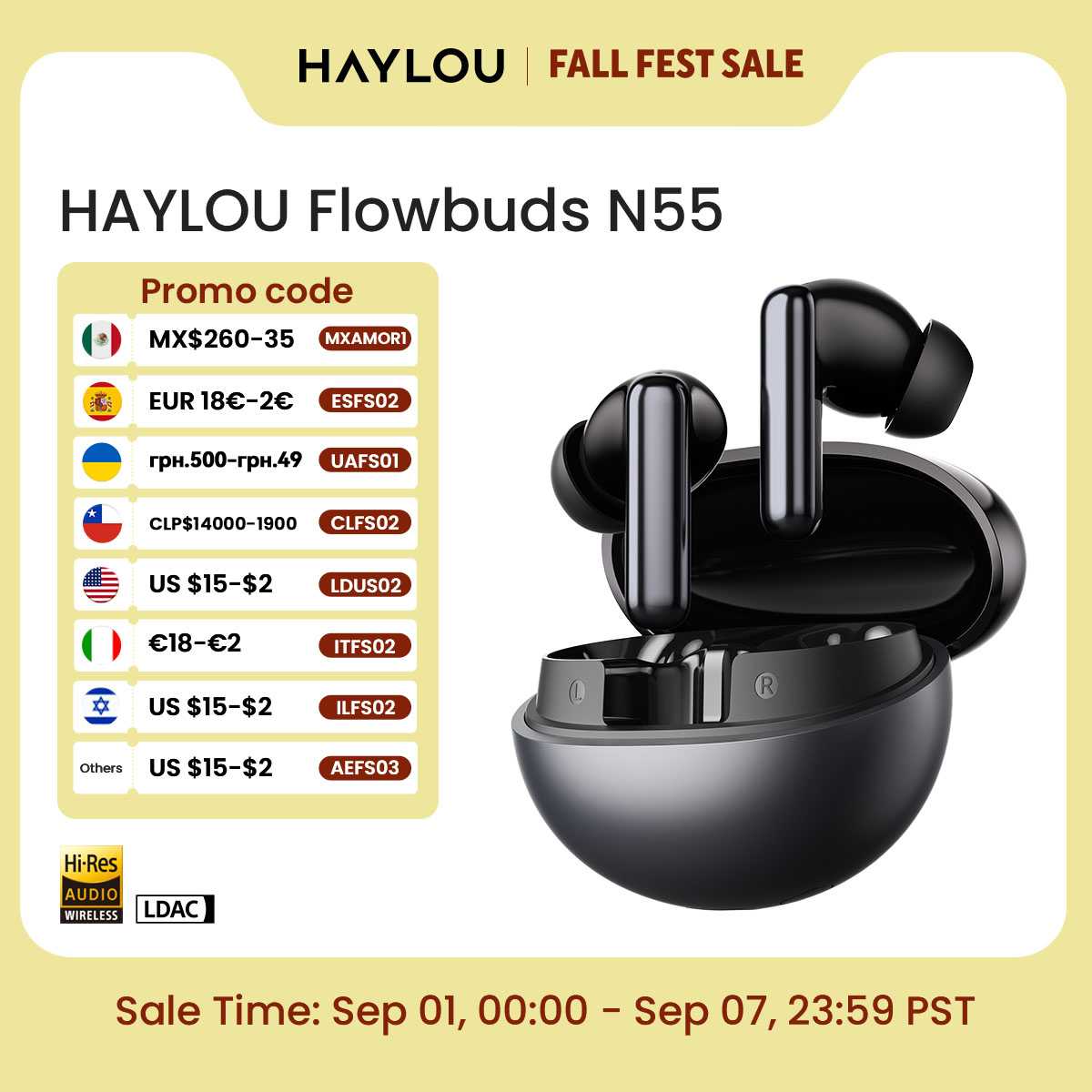 Type C Wired Earphones With Mic - Auricolari Wireless HAYLOU Flowbuds N55 con
