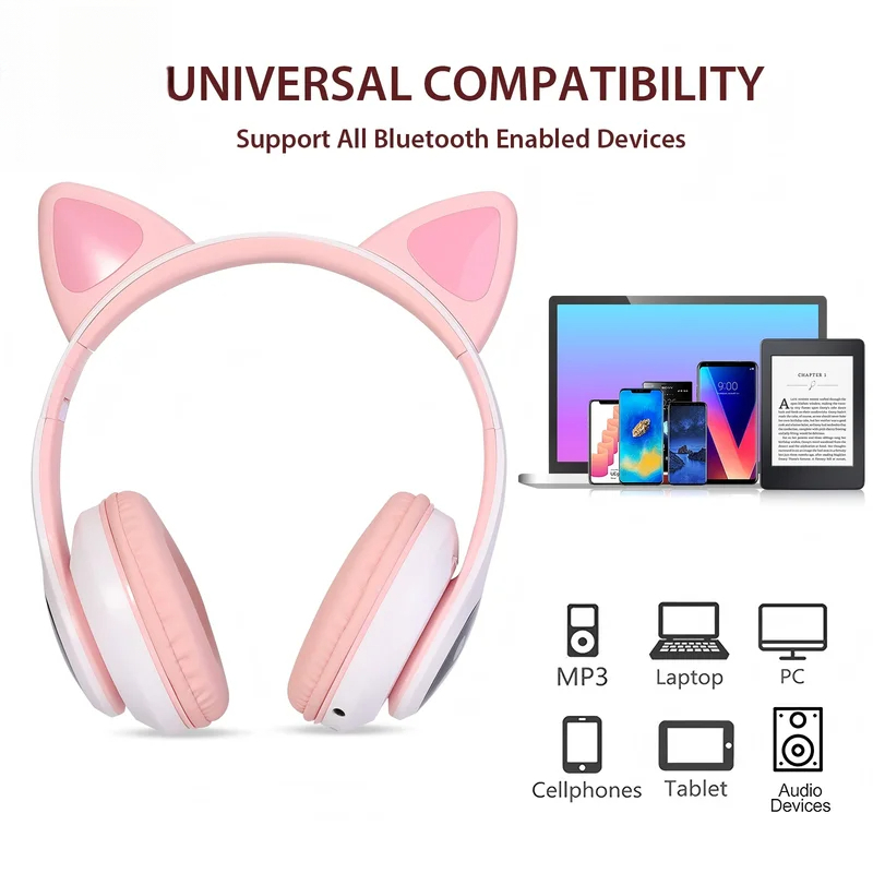 Cat Ear Bluetooth Headset Led - Cuffie Bluetooth Wireless T28, Cuffie Over-Ear