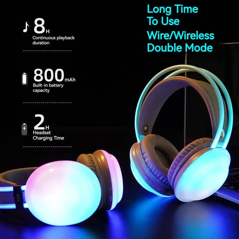 Gaming Headset With Mic Rgb - Cuffie Bluetooth wireless per giocatori Cuffie