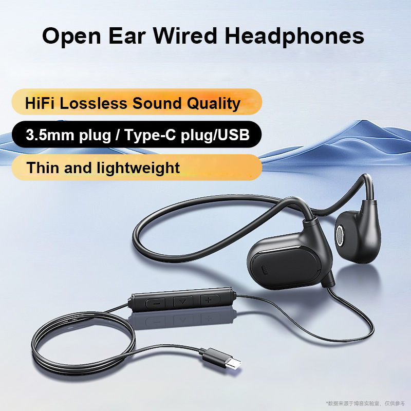 Open Ear Air Conduction Headphones - Cuffie auricolari aperte cablate Spina da