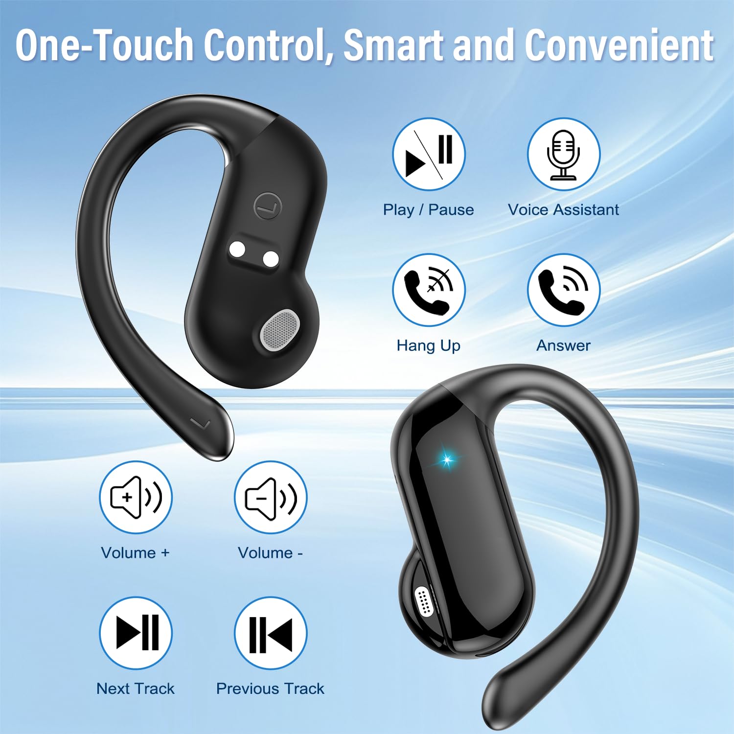 Open Ear Air Conduction Headphones - Auricolari Open-Ear 2026 Bluetooth 5.4 Wireless,