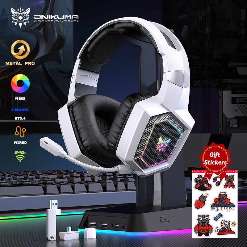 Gaming Headset With Mic Rgb - ONIKUMA 2.4GHz Cuffie da gioco wireless