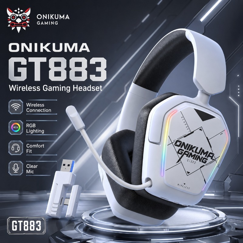 Gaming Headset With Mic Rgb - ONIKUMA GT883 Cuffie da gioco wireless
