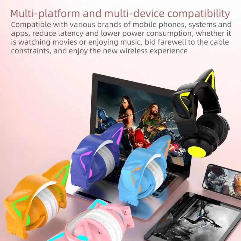 Nuovo ZW068 Bluetooth5.0 Cuffi - Cat Ear Bluetooth Headset Led recensione e prezzo