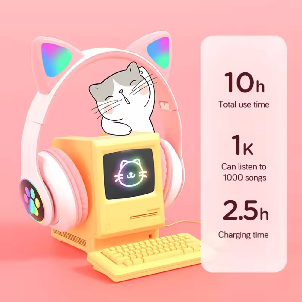 Cuffie Wireless con Orecchie d - Cat Ear Bluetooth Headset Led recensione e prezzo