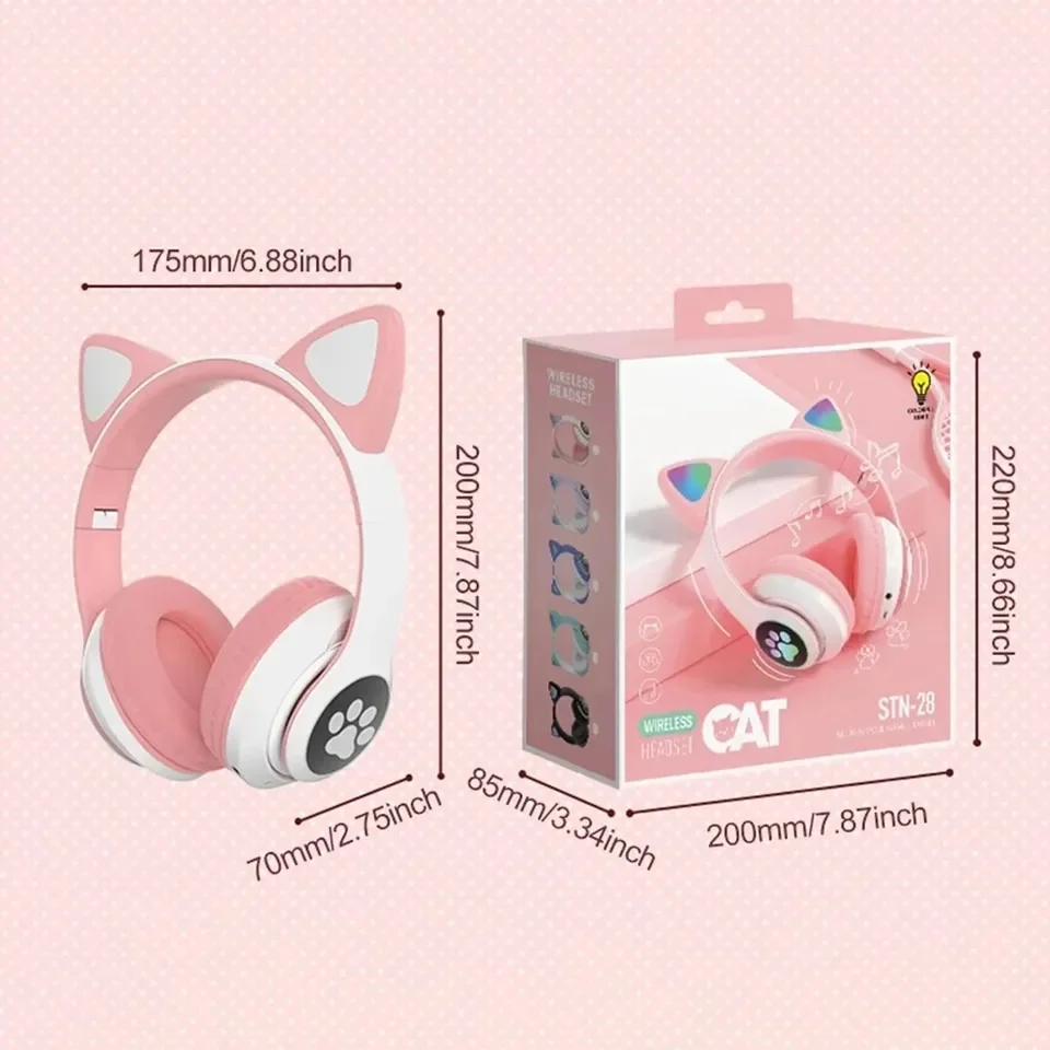 2 Pezzi Cuffie Wireless Blueto - Cat Ear Bluetooth Headset Led recensione e prezzo