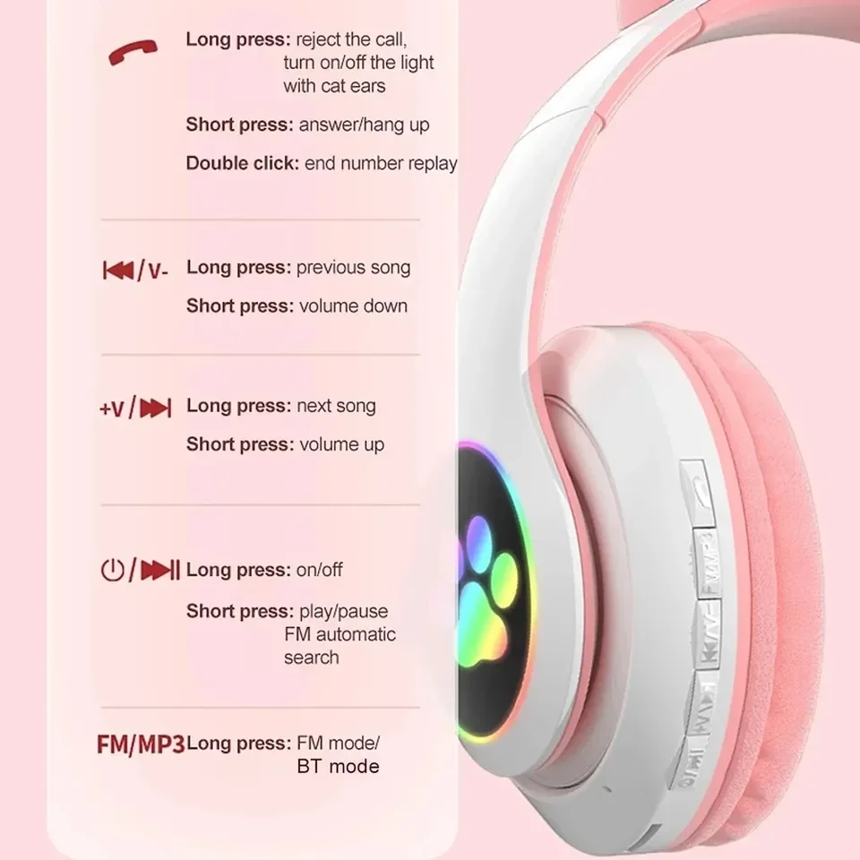 2 Pezzi Cuffie Wireless Blueto - Cat Ear Bluetooth Headset Led recensione e prezzo
