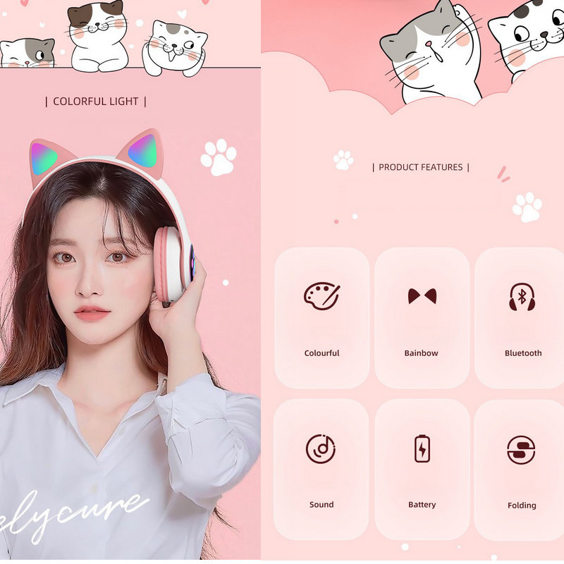 Cuffie con orecchie di gatto F - Cat Ear Bluetooth Headset Led recensione e prezzo