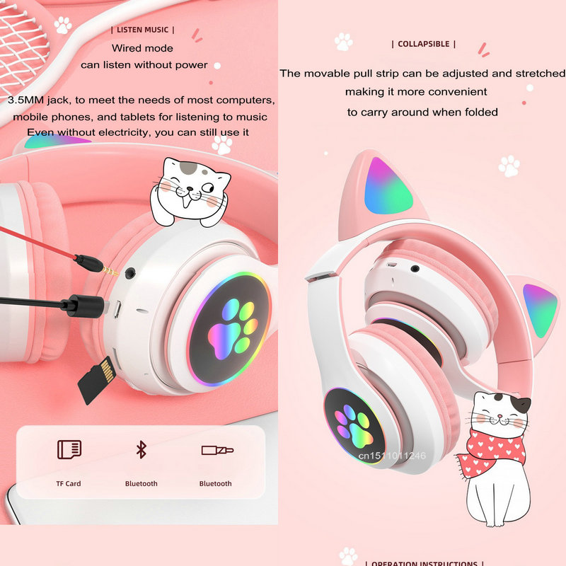Cuffie con orecchie di gatto F - Cat Ear Bluetooth Headset Led recensione e prezzo